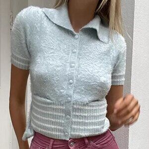 worn once - House of Sunny baby blue knit polo size S/US 4